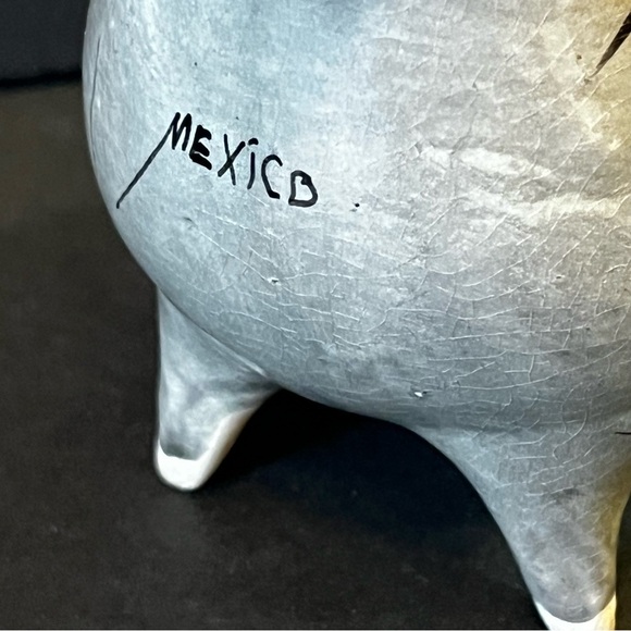 Vintage Hand Painted Tonala Mexican Bird Grey Folk Art Clay Pottery Hand Painted - Picture 6 of 10